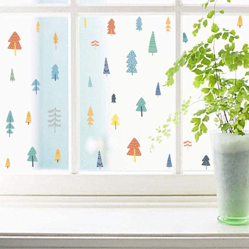 IARTTOP Colorful Woodland Forest Wall Sticker, Jungle Trees Decals 57pcs Multicolor Decals for Window Cling Decor, Classroom Nursery Decoration - Image 3